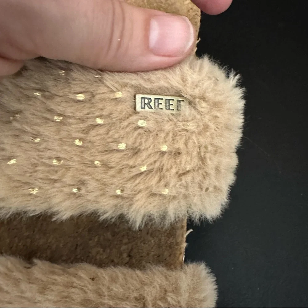 Reef Beige Fuzzy Strap Sandals - Picture 8 of 11